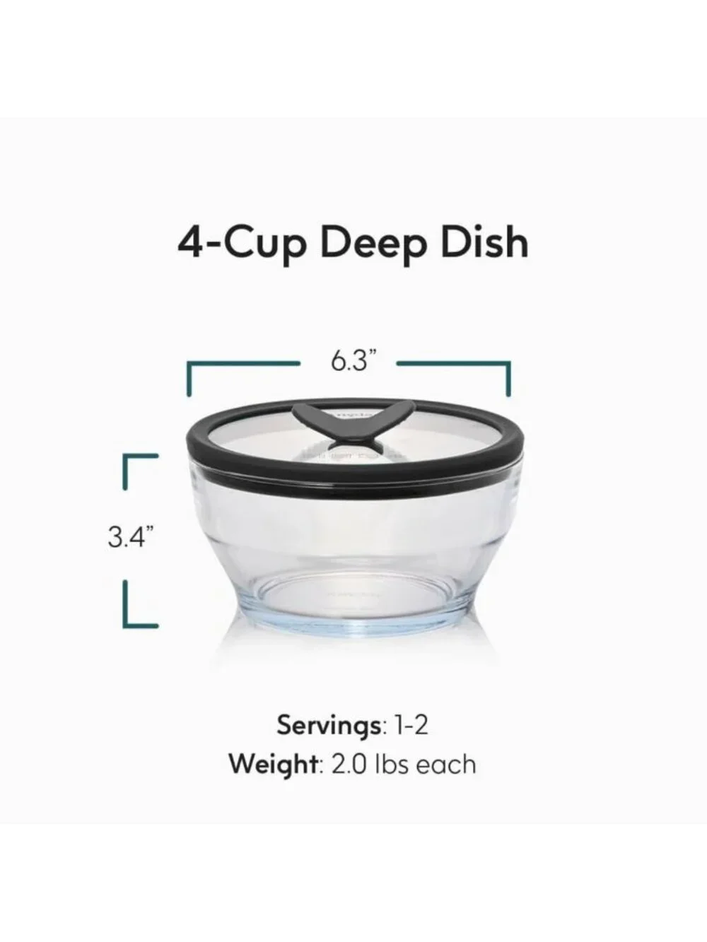 Versatile 4-Cup Glass Microwave Steamer & Food Storage Container - Clear Black